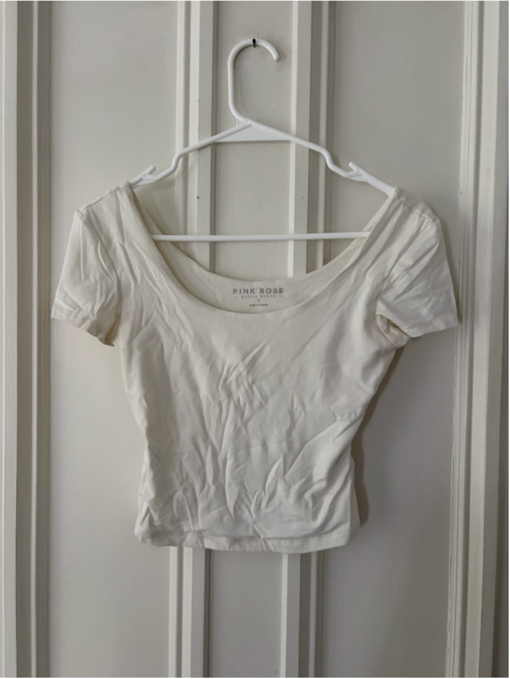 Pink Rose Modal Blend Short Sleeve Tee White Size XS